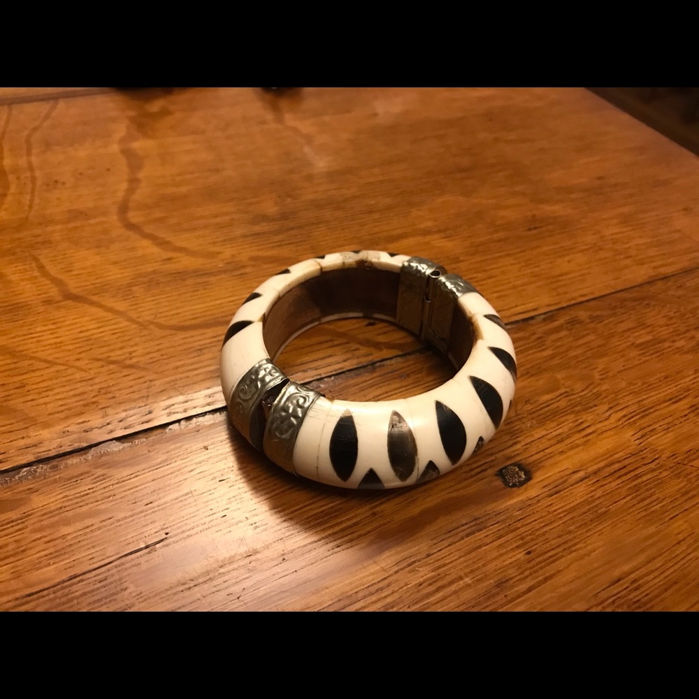 Rare Bovine creme and bronze banded bracelet